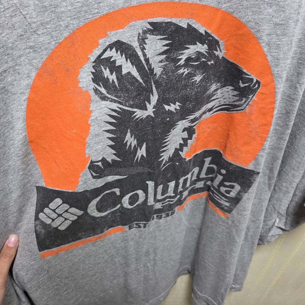 Columbia Shirt Mens 2XL Gray Dog Logo Graphic Tee Short Sleeve Tagless - Picture 4 of 7